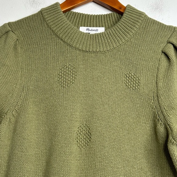 Madewell Dotted Eaton Puff-Sleeve Pullover Sweater in Cotton-Merino Yarn Size S - Picture 4 of 14
